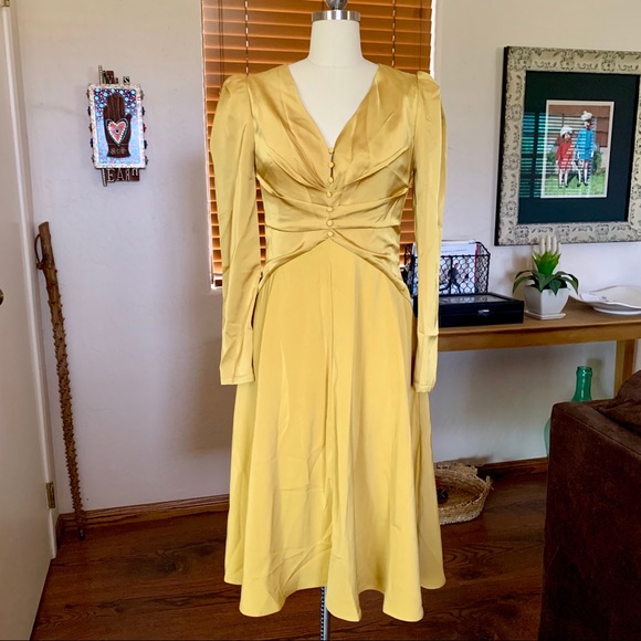 Red Memory Dresses & Skirts - NWOT GORGEOUS mustard yellow satin midi dress